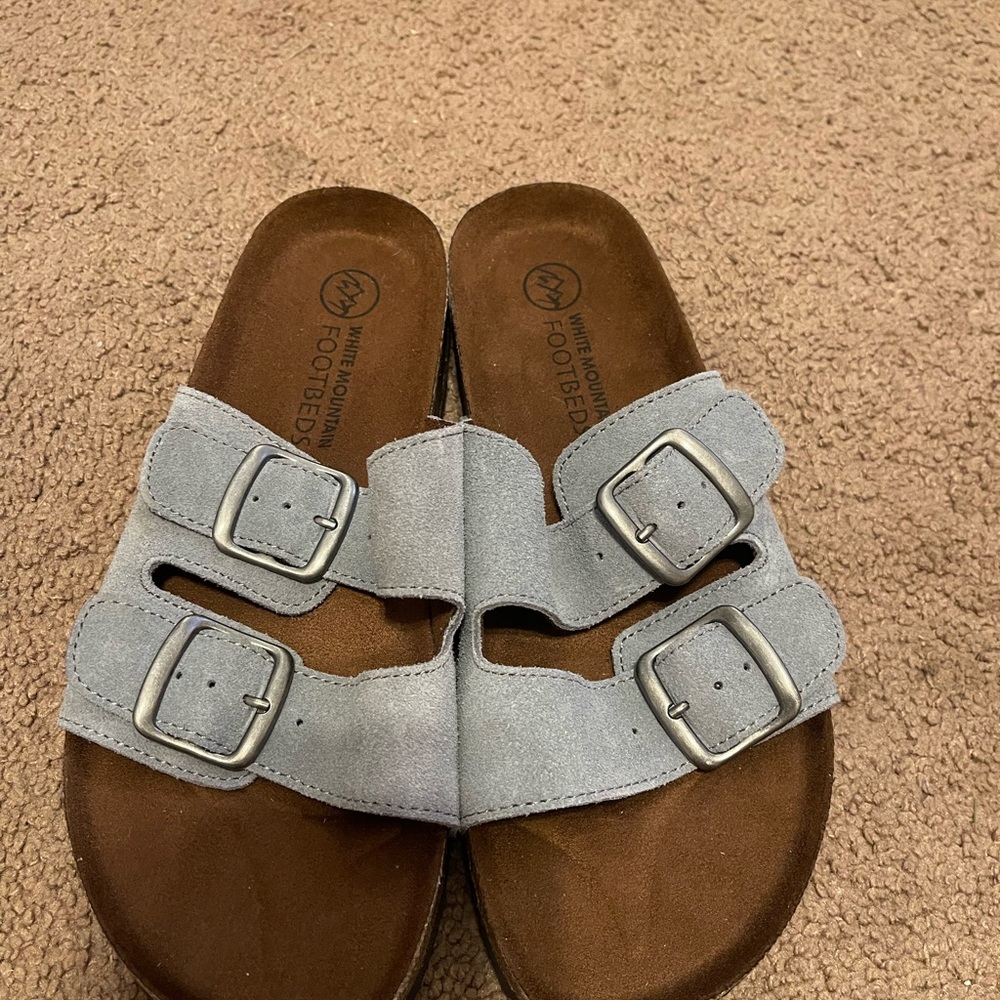 White Mountain Gray Sandals with Adjustable Straps